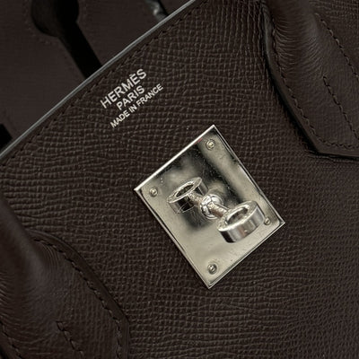 HERMES 헤르메스 Birkin 30 Birkin 30 가방, 토트 백, 엡슨, 초콜릿, 갈색, 갈색, 은색 피팅, Vo Epson