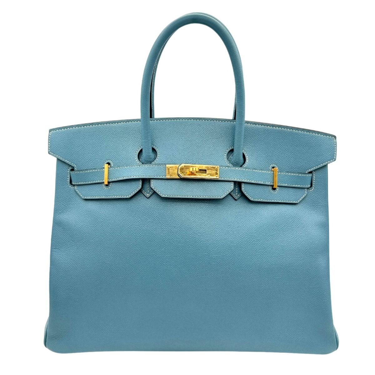 HERMES 헤르메스 Birkin 35 Birkin 35 가방 토트 백 엡슨 블루 블루 블루 블루 골드 하드웨어 VO Epson