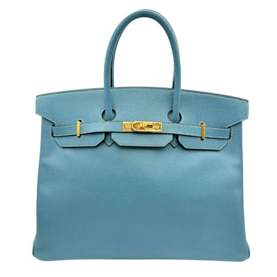 HERMES HERMES Birkin 35 Birkin 35 Bag Tote Bag Epson Blue Gene Blue Blue Gold Hardware Vo Epson