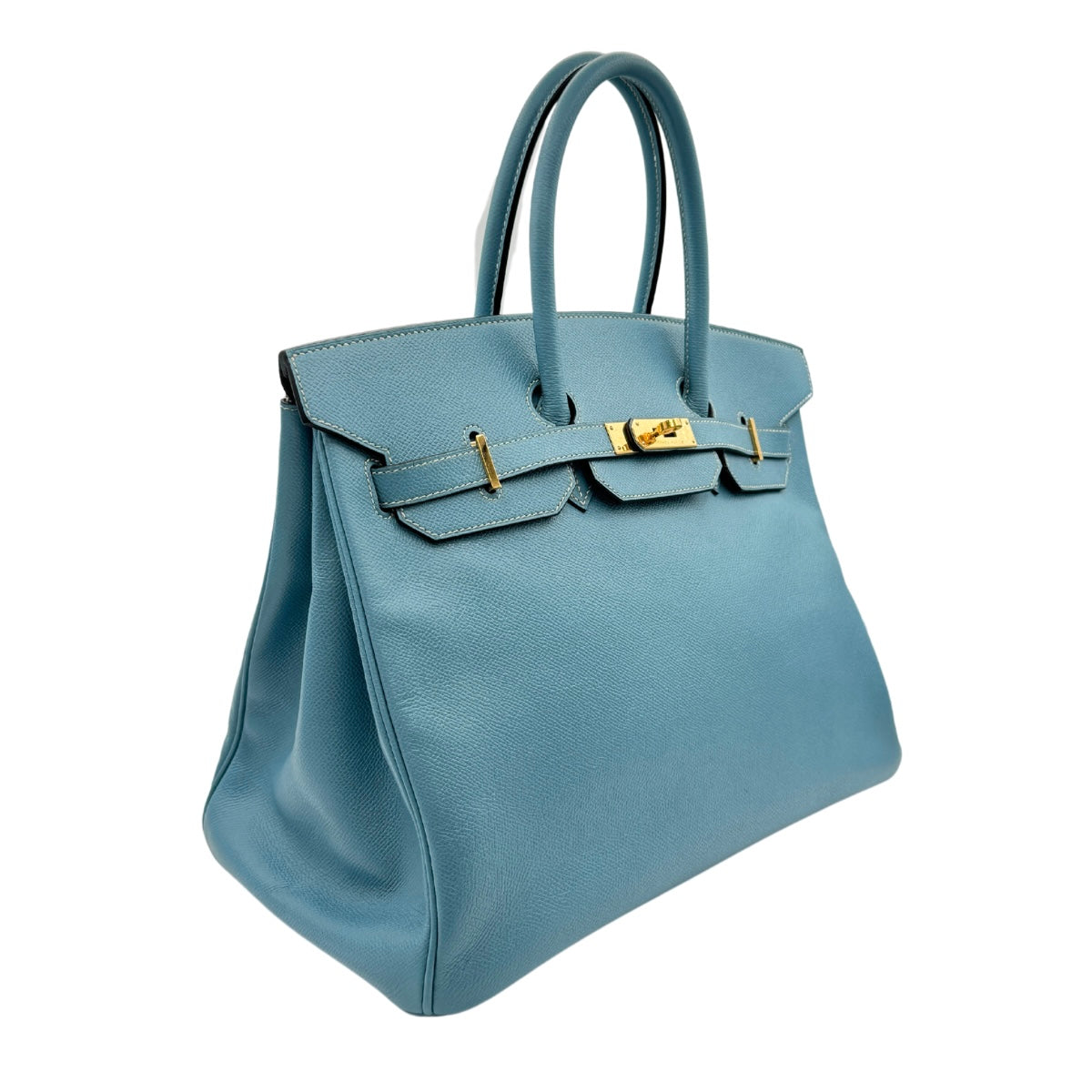 HERMES 헤르메스 Birkin 35 Birkin 35 가방 토트 백 엡슨 블루 블루 블루 블루 골드 하드웨어 VO Epson