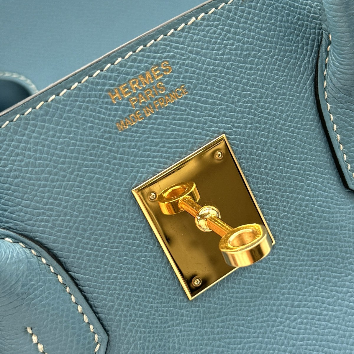 HERMES HERMES Birkin 35 Birkin 35 Bag Tote Bag Epson Blue Gene Blue Blue Gold Hardware Vo Epson