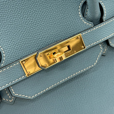 HERMES HERMES Birkin 35 Birkin 35 Bag Tote Bag Epson Blue Gene Blue Blue Gold Hardware Vo Epson