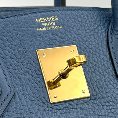 HERMES HERMES Birkin 30 Birkin 30 Tote bag Toryon Clemence Blue Agat Blue Blue Gold hardware