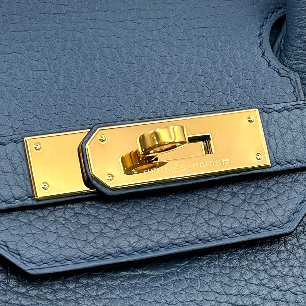 HERMES 爱马仕 Birkin 30 Birkin 30 手提袋Toryon Clemence Blue Agat蓝色蓝色金色硬件