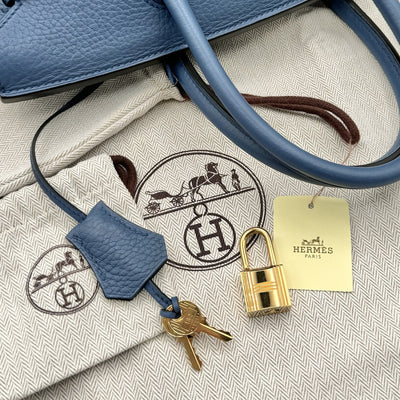 HERMES 爱马仕 Birkin 30 Birkin 30 手提袋Toryon Clemence Blue Agat蓝色蓝色金色硬件