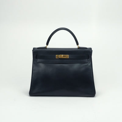 エルメス HERMES ケリー32 ケリー 32 バッグ トートバッグ ショルダーバッグ ボックスカーフ ネイビー Navy 紺 ゴールド金具