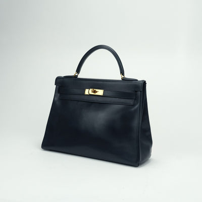 エルメス HERMES ケリー32 ケリー 32 バッグ トートバッグ ショルダーバッグ ボックスカーフ ネイビー Navy 紺 ゴールド金具