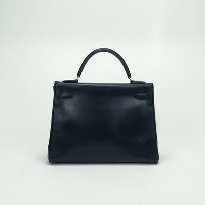 エルメス HERMES ケリー32 ケリー 32 バッグ トートバッグ ショルダーバッグ ボックスカーフ ネイビー Navy 紺 ゴールド金具