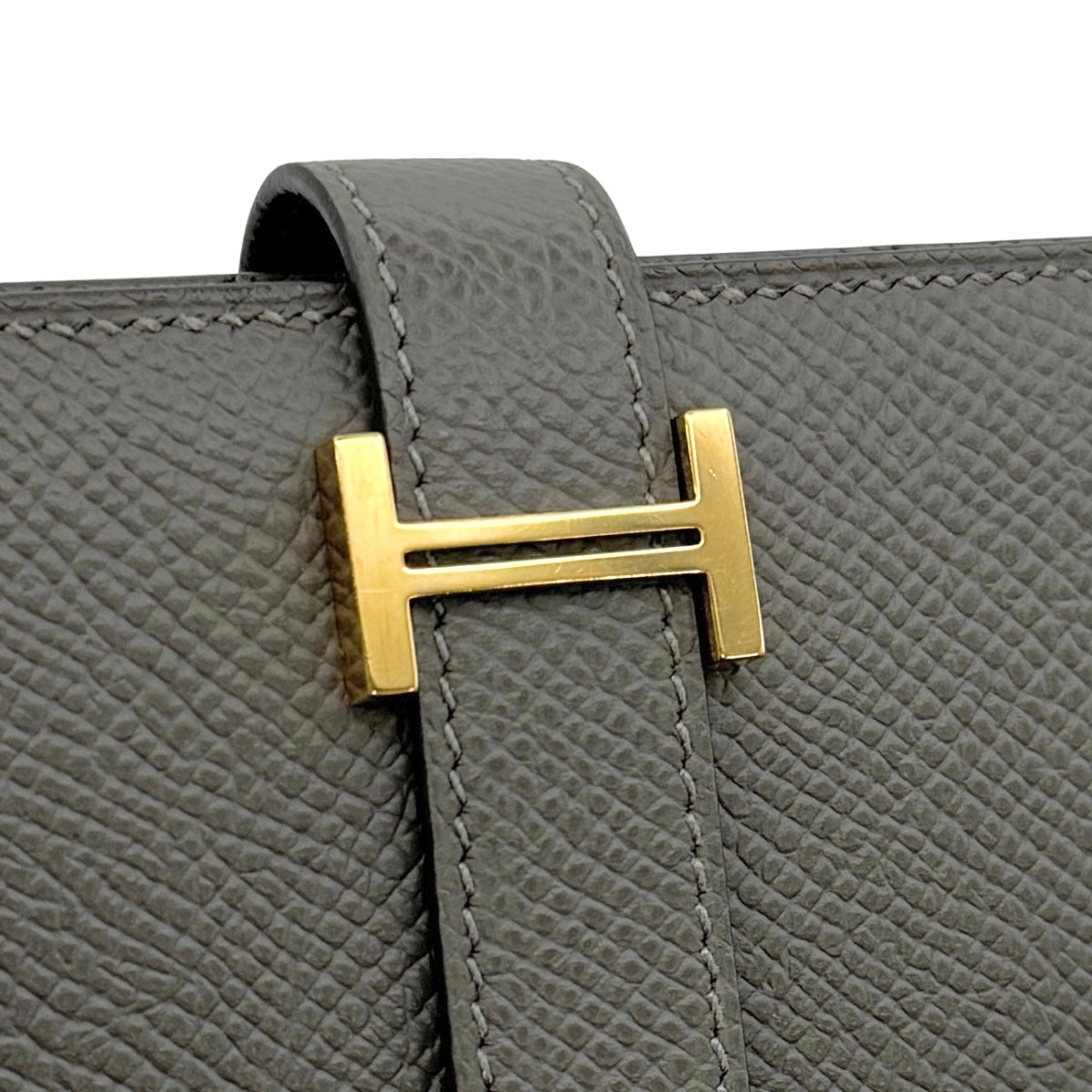 HERMES HERMES B?arn soufflet Bearn soufflet Wallet Long Wallet Epson Etane Grey Gold Hardware Vo Epson