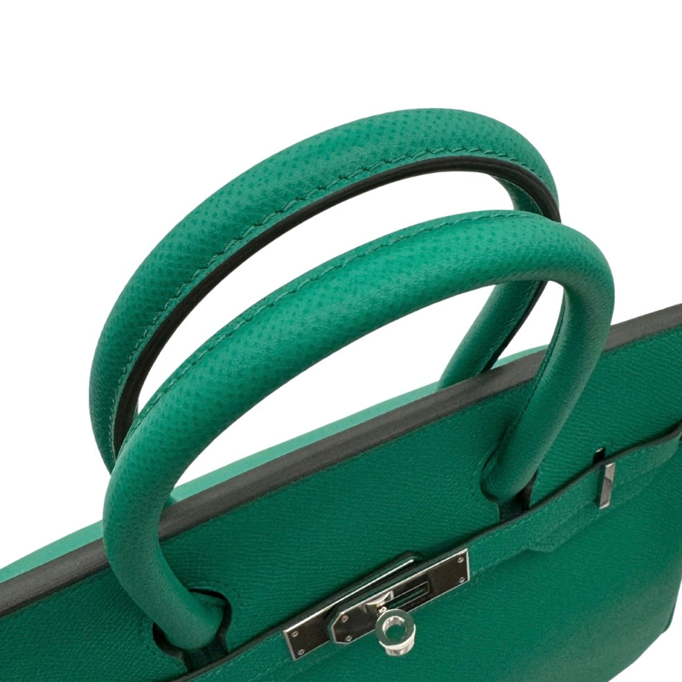 HERMES 爱马仕 Birkin 30 Birkin 30 袋子，手提袋，爱普生，面纱玉，绿色，绿色，银色配件，沃伊·爱普生