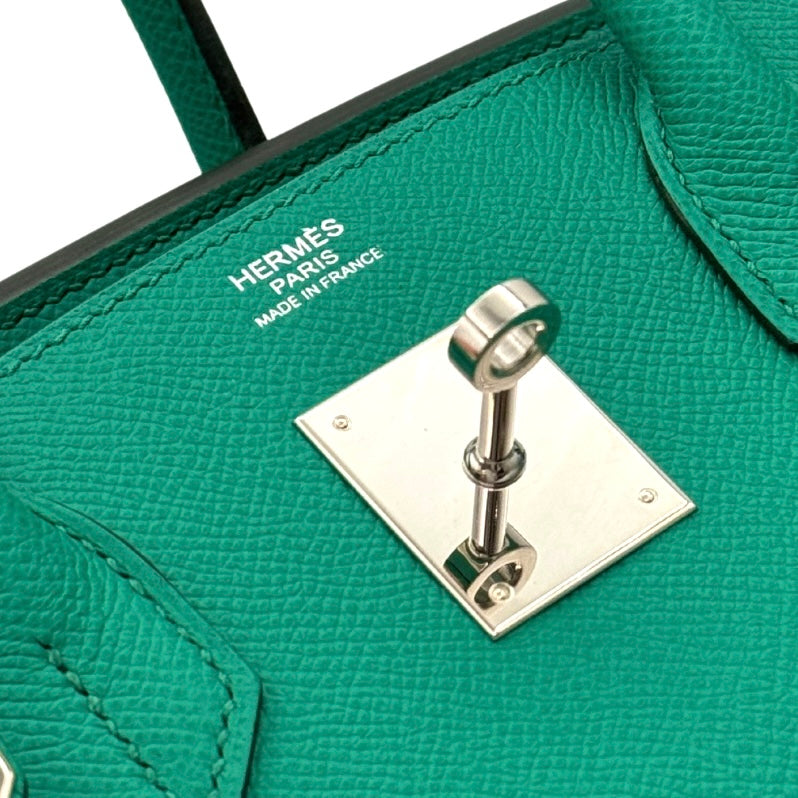 HERMES 爱马仕 Birkin 30 Birkin 30 袋子，手提袋，爱普生，面纱玉，绿色，绿色，银色配件，沃伊·爱普生
