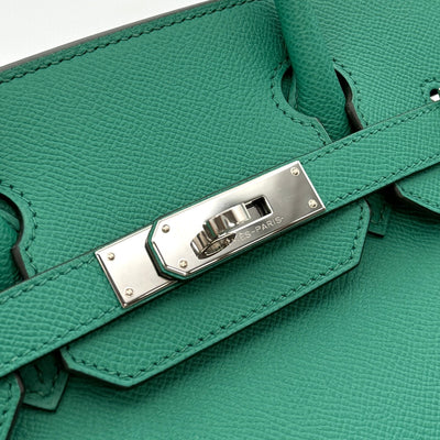 HERMES 爱马仕 Birkin 30 Birkin 30 袋子，手提袋，爱普生，面纱玉，绿色，绿色，银色配件，沃伊·爱普生