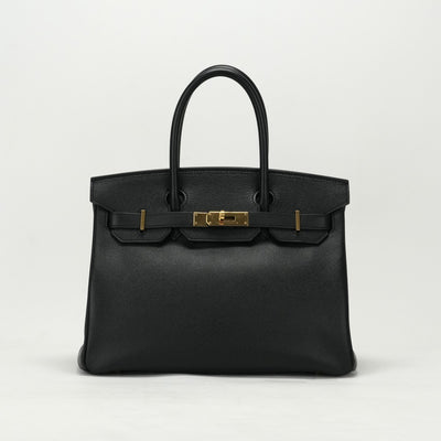 HERMES 헤르메스 Birkin 30 Birkin 30 가방 토트 백 엡슨 누에 블랙 블랙 골드 하드웨어 Vaugh Epson