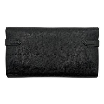 HERMES 爱马仕 Kelly wallet Kelly wallet long 钱包长钱包爱普生黑色银色金属配件Vaugh Epson