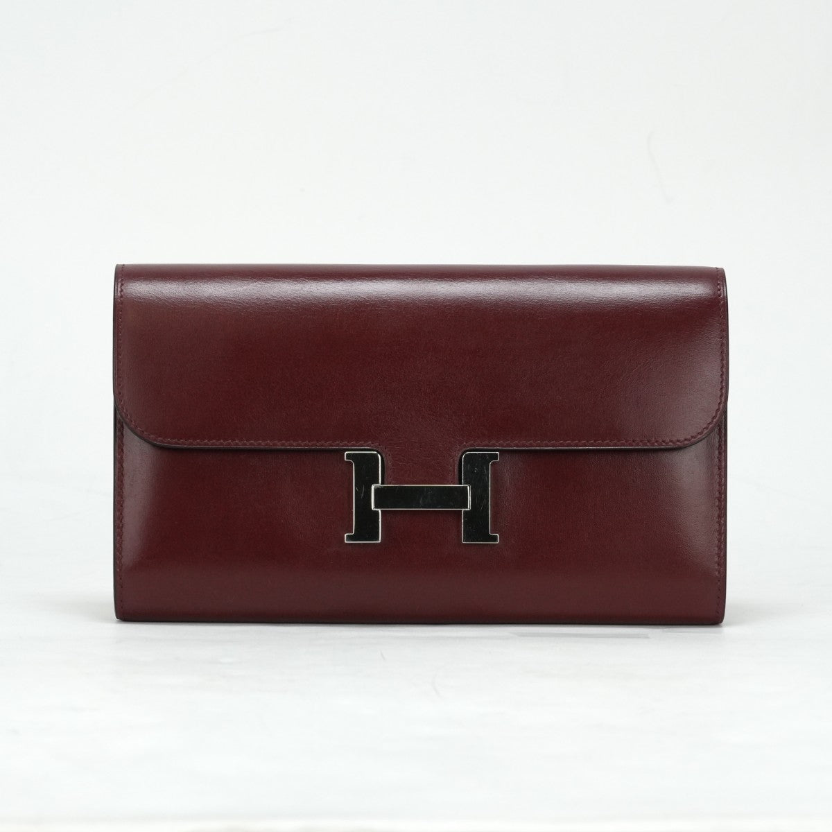 HERMES HERMES Constance long Constance long Wallet Long Wallet Long Wallet Box Calf Bordeaux Red Red Silver Metal Fitting