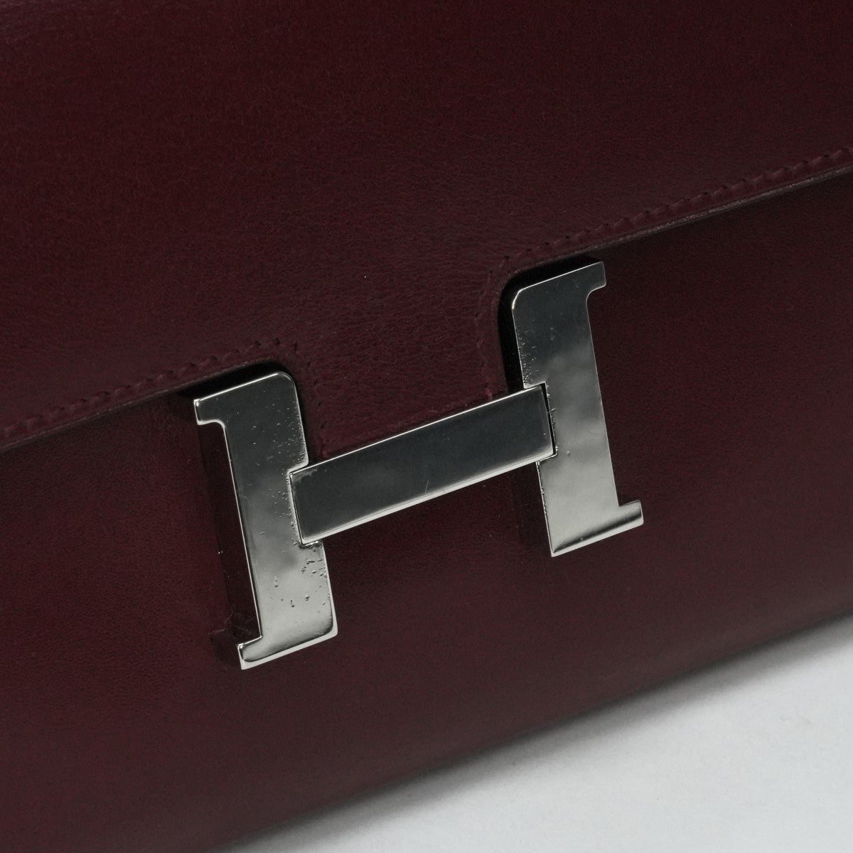 HERMES HERMES Constance long Constance long Wallet Long Wallet Long Wallet Box Calf Bordeaux Red Red Silver Metal Fitting