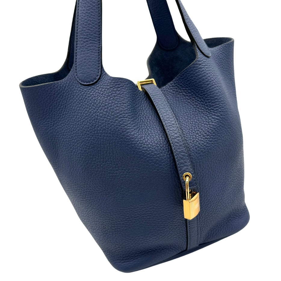 HERMES HERMES Picotin lock MM Picotin lock MM Picotin lock 22 Tote bag Toryon Clemence Blue Brighton Blue Gold hardware