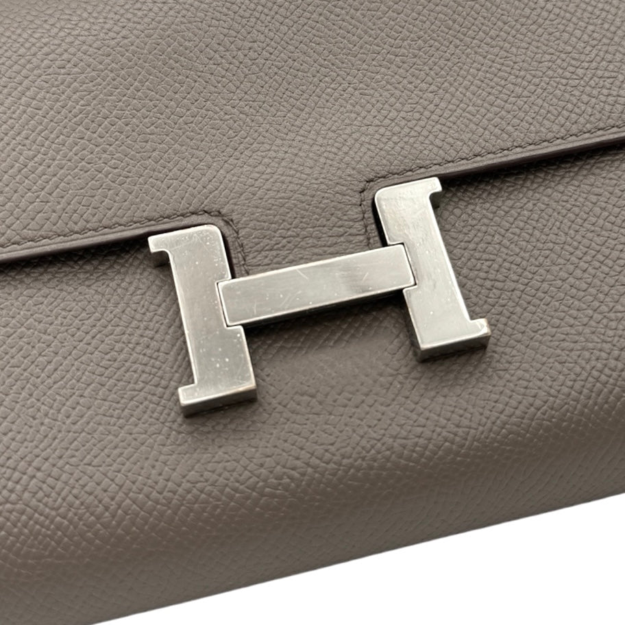 HERMES HERMES Constance long Constance long Wallet Long Wallet Epson Etane Grey Silver Metal Fittings Vo Epson