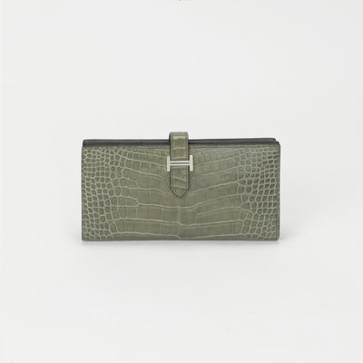 HERMES 爱马仕 B?arn soufflet Bearn soufflet 钱包长钱包长钱包鳄鱼鳄鱼鳄鱼加codiman银色金属配件异国