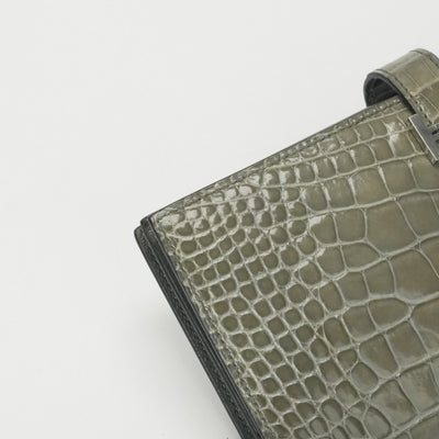 エルメス HERMES ベアンスフレ ベアン スフレ 財布 長財布 ロングウォレット アリゲーター クロコダイル グリシマン シルバー金具 エキゾチック
