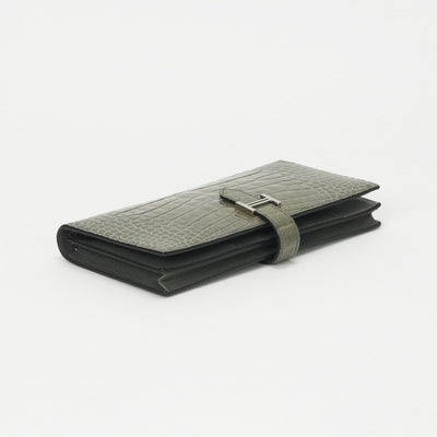 エルメス HERMES ベアンスフレ ベアン スフレ 財布 長財布 ロングウォレット アリゲーター クロコダイル グリシマン シルバー金具 エキゾチック