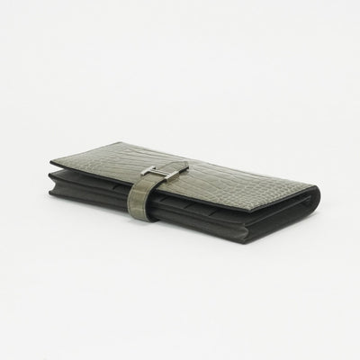 エルメス HERMES ベアンスフレ ベアン スフレ 財布 長財布 ロングウォレット アリゲーター クロコダイル グリシマン シルバー金具 エキゾチック