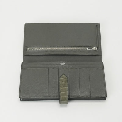 HERMES 爱马仕 B?arn soufflet Bearn soufflet 钱包长钱包长钱包鳄鱼鳄鱼鳄鱼加codiman银色金属配件异国