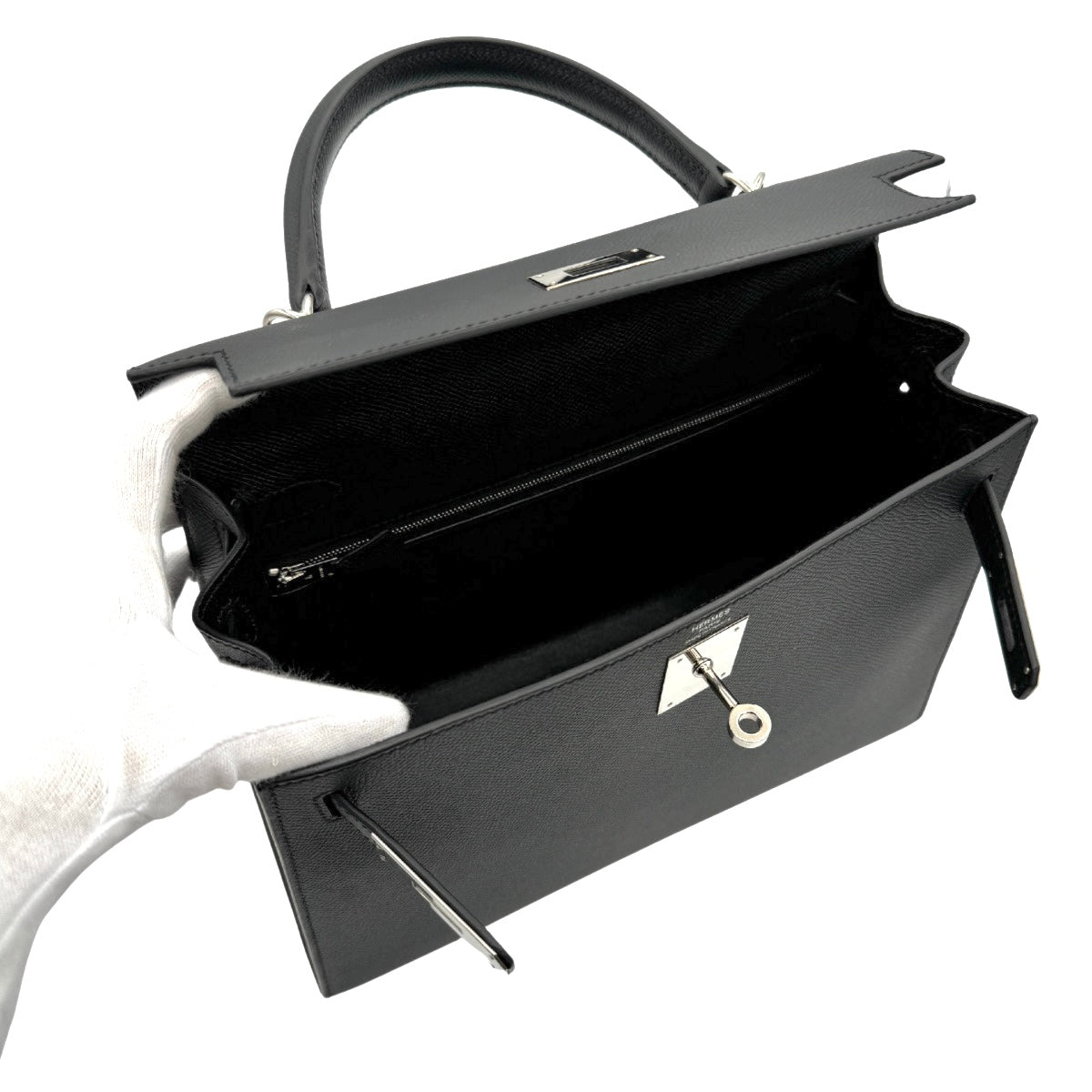 HERMES HERMES Kelly 28 Kelly 28 Bag, Tote Bag, Shoulder Bag, Epson Noir, Black, Black, Silver Fittings, Epson