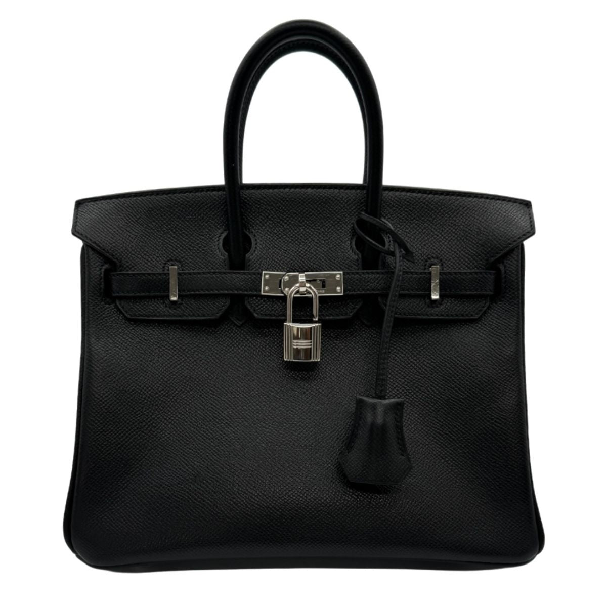 HERMES 헤르메스 Birkin 25 Birkin 25 가방 토트 백 엡슨 누아 블랙 실버 하드웨어 Vaugh Epson