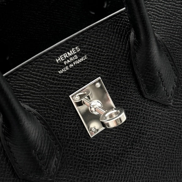 HERMES 헤르메스 Birkin 25 Birkin 25 가방 토트 백 엡슨 누아 블랙 실버 하드웨어 Vaugh Epson