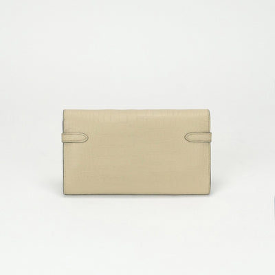 HERMES 爱马仕 Kelly wallet Kelly wallet long 钱包长钱包长钱包鳄鱼鳄鱼香草象牙金色硬件异国
