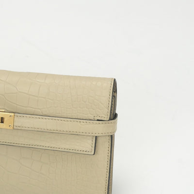 HERMES 爱马仕 Kelly wallet Kelly wallet long 钱包长钱包长钱包鳄鱼鳄鱼香草象牙金色硬件异国