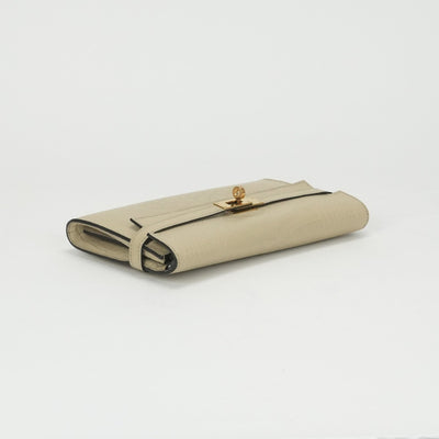 HERMES 爱马仕 Kelly wallet Kelly wallet long 钱包长钱包长钱包鳄鱼鳄鱼香草象牙金色硬件异国