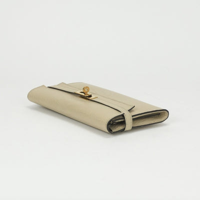 HERMES 爱马仕 Kelly wallet Kelly wallet long 钱包长钱包长钱包鳄鱼鳄鱼香草象牙金色硬件异国