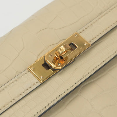 HERMES 爱马仕 Kelly wallet Kelly wallet long 钱包长钱包长钱包鳄鱼鳄鱼香草象牙金色硬件异国