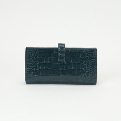 HERMES 爱马仕 B?arn soufflet Bearn soufflet 钱包长钱包长钱包鳄鱼鳄鱼Corverte蓝色蓝色银色硬件