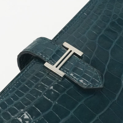 HERMES 爱马仕 B?arn soufflet Bearn soufflet 钱包长钱包长钱包鳄鱼鳄鱼Corverte蓝色蓝色银色硬件