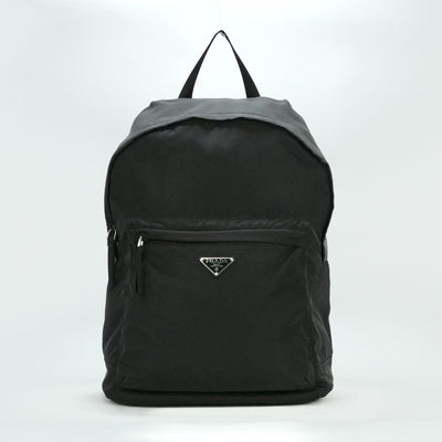 PRADA PRADA Triangle Logo Triangle Plate Bag Backpack Backpack Nylon Testo Black Nero Black Silver Hardware