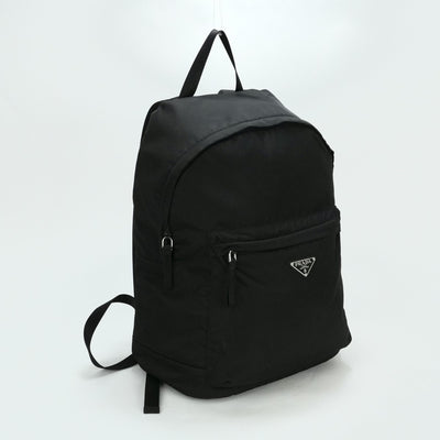 PRADA PRADA Triangle Logo Triangle Plate Bag Backpack Backpack Nylon Testo Black Nero Black Silver Hardware