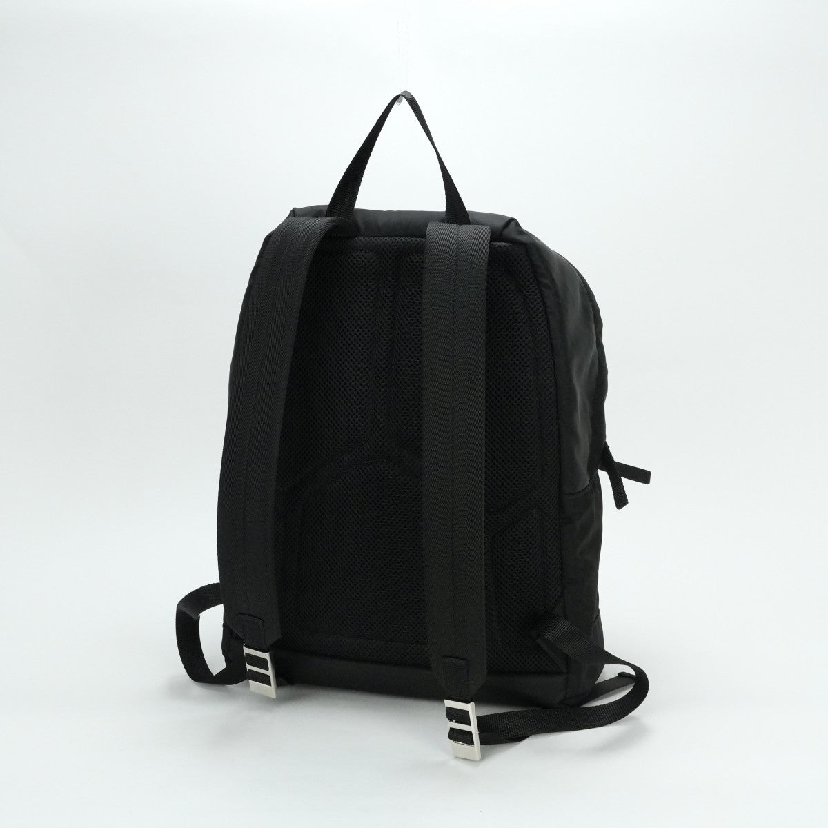 PRADA PRADA Triangle Logo Triangle Plate Bag Backpack Backpack Nylon Testo Black Nero Black Silver Hardware