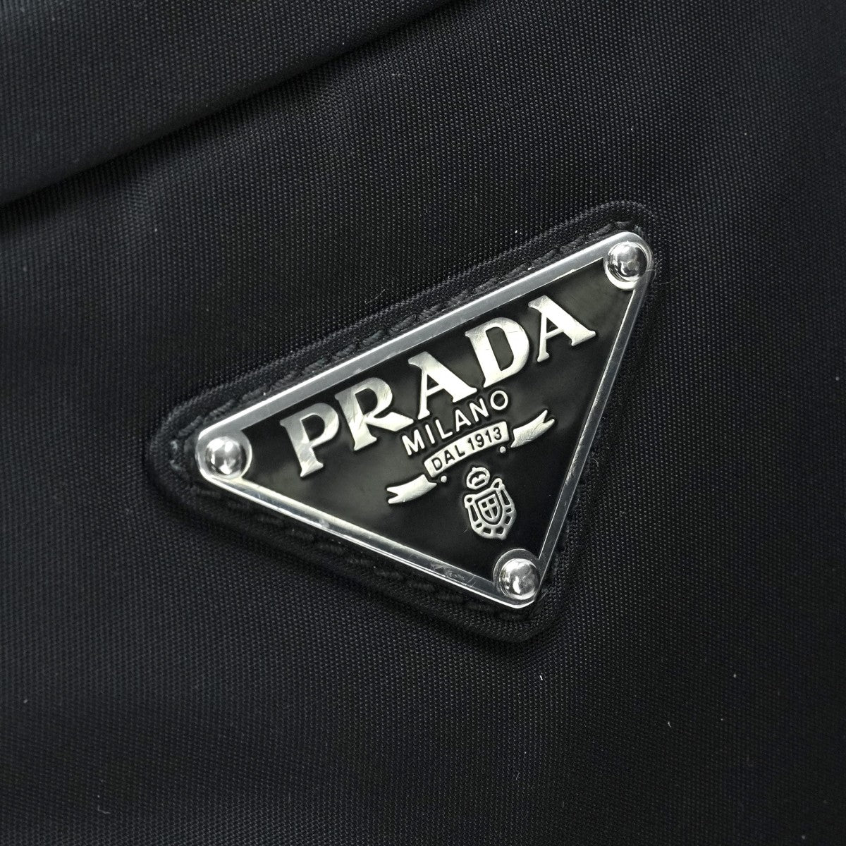 PRADA PRADA Triangle Logo Triangle Plate Bag Backpack Backpack Nylon Testo Black Nero Black Silver Hardware