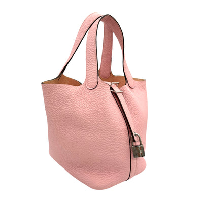 HERMES HERMES Picotin lock PM Picotin lock PM Picotin PM Picotin lock 18 Bag Tote Bag Torillon Clemence Rose Sakura Pink Silver Metal Fittings