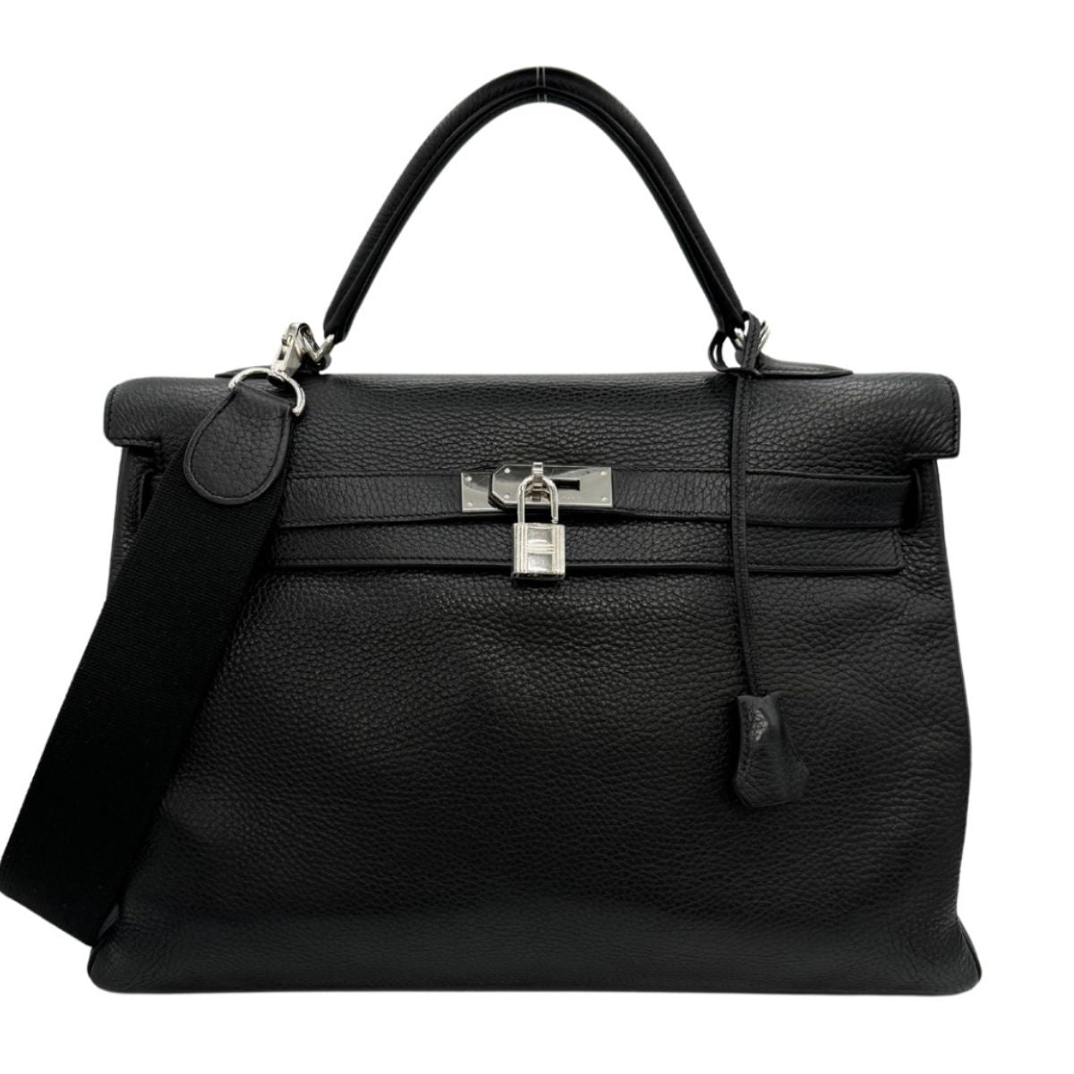 HERMES HERMES Kelly 40 Kelly 40 interior stitch Bag, Tote bag, Shoulder bag, Toryon Clemence, Noir, Black, Silver hardware