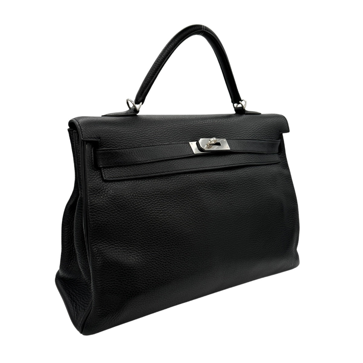 HERMES HERMES Kelly 40 Kelly 40 interior stitch Bag, Tote bag, Shoulder bag, Toryon Clemence, Noir, Black, Silver hardware