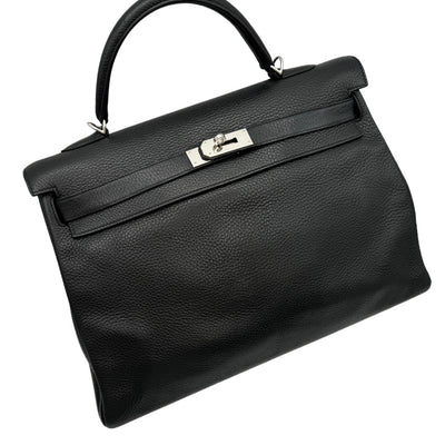 HERMES HERMES Kelly 40 Kelly 40 interior stitch Bag, Tote bag, Shoulder bag, Toryon Clemence, Noir, Black, Silver hardware