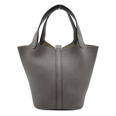 HERMES HERMES Picotin lock PM Picotin PM Picotin lock 18 Tote bag Toryon Clemence Ethan Grey Silver Metal fittings