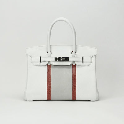 エルメス HERMES バーキン30 バーキン 30 クラブ バッグ トートバッグ トリヨンクレマンス リザード ホワイト ザンギーヌ パールグレー ホワイト オレンジ グレー 白 シルバー金具