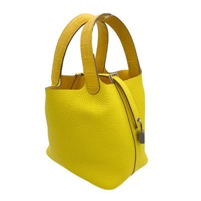 HERMES HERMES PicotinLock Touch PM Picotin lock PM Picotin lock 18 Tote bag Toryon Clemence Alligator Mat Lime Mimosa Yellow Yellow Silver Fittings Crocodile