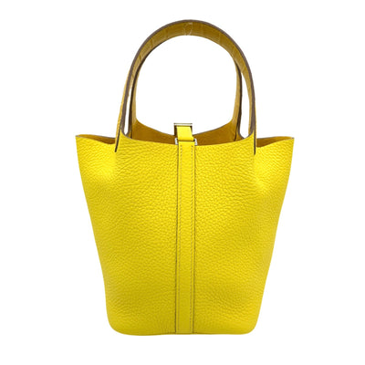 HERMES HERMES PicotinLock Touch PM Picotin lock PM Picotin lock 18 Tote bag Toryon Clemence Alligator Mat Lime Mimosa Yellow Yellow Silver Fittings Crocodile