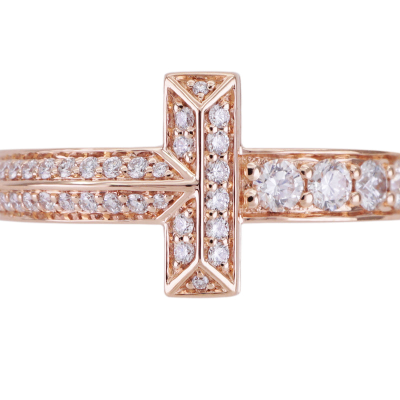 Tiffany & Co. TIFFANY&Co. T One Ring T One Narrow Ring Tiffany & Co. T-ring 750PG Rose gold Pink gold Pave diamond